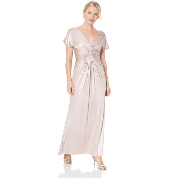 Adrianna Papell Metallic Twist Cap Sleeve Gown - Picture 2 of 3